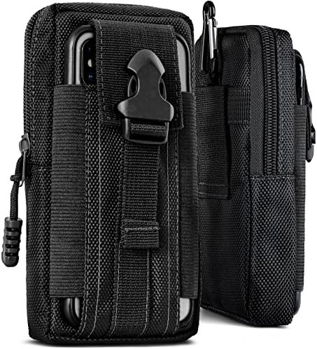 ONEFLOW Survival Case für Samsung Galaxy S24 Ultra Handy Gürteltasche aus Nylon mit Karabiner, Taktische EDC Tasche mit Gürtel Halterung, Etui Handyhülle Outdoor Handytasche, Schwarz