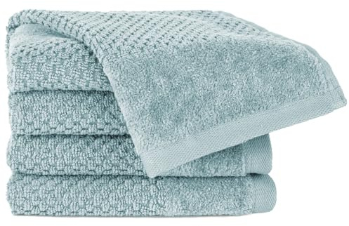 Pure Label Gästehandtuch 4er-Pack 30x50cm aus 100% Baumwolle - Türkis | 100% Baumwolle, weich & saugstark - Waschbar bis 60∘C, trocknergeeignet