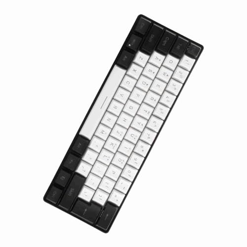 Yunseity Ergonomiskt Speltangentbord USB 61 Keys RGB Backbelysta Kabelbord för 10, PC -spelare, Abstravel (Vitsvart)