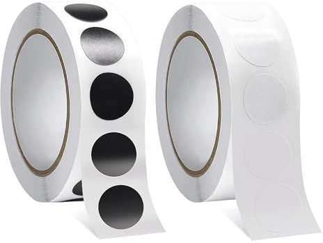 GOTFUN 2 Bände Runde Aufkleber 13mm Schwarz-Weiß, Selbstklebend Farbcodierung Etiketten, Kleine Klebepunkte Weiß für Büro, Geschäft, Zuhause und Klassenzimmer, 2000 Stück