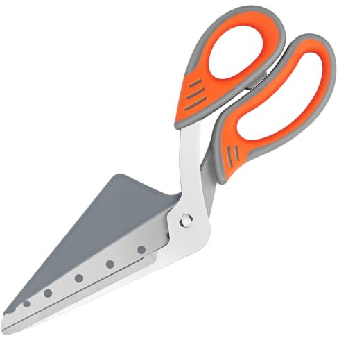 Vutyvve Pizzaschere Pizzaschere mit Abnehmbarem Pizzaschaufel Lebensmittelqualität Scharfe Edelstahlklingen und Softgrip-Griffe Multifunktionale Küchenschere 27cm Grau/Orange