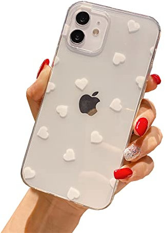 Einaily Hülle für iPhone 15 Case Crystal Clear Mode Chic Herz Muster Handyhülle Ultra Dünn Transparent Klare Weich TPU Silikon Gel Bumper Stoßfest Kratzfest Schutzhülle für iPhone 15 Slim Cover