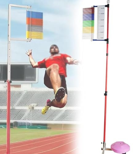 Cashwise Höhenverstellbarer Vertikalsprungtester, 4,3-11,8 Fuß Vertical Challenger Jump Tester Messwerkzeug Hochsprungtraining, Sprungmesswerkzeug aus Metall mit stabiler Basis und bunter Fahne