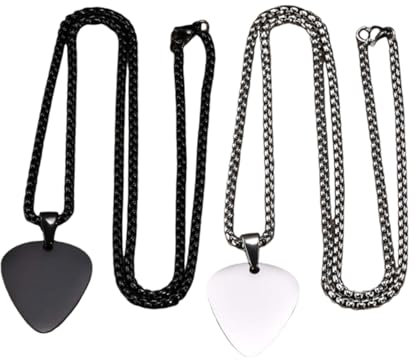 BIUDECO 2stücke Edelstahl Gitarren-plektrum Anhänger Herzförmig Leichte Halskette Für Männer Frauen Musiker Charm Schmuck Geschenk