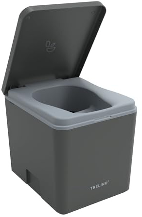 TRELINO Evo M antracit (39 T x 33 B x 36 H cm), torkseparationssalett, mobil campingtoalett utan kemi, separationtoalett för husbil, skåpbil, campare, camping, trädgård