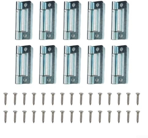 Entgoinggo Gekröpfte bündige Scharniere, Stahl, verzinkt, grau, für 15–19 mm Türen, geeignet für Schrank- und Lamellentüren, 5/10 Stück