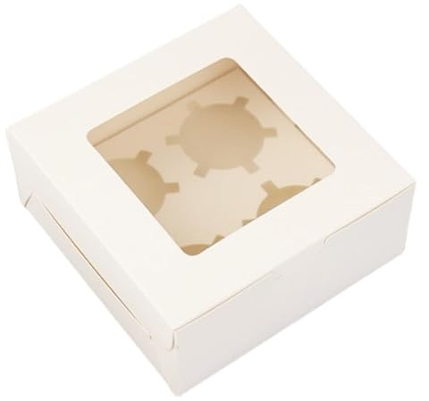 C.X.Y. 50 pezzi Scatole per Muffin Cupcake con i fondi fori Finestra Vetrina Trasparente dolce torta (4 FORI)