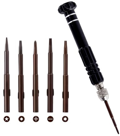 5-in-1 Mini Screwdriver Set, Multifunctional Tiny Slotted and Professional Precision Sunglasses Screwdriver for Eyeglass Sunglass Watch Jewelry Computer Repair Tool Kit（2 pcs） (Black)