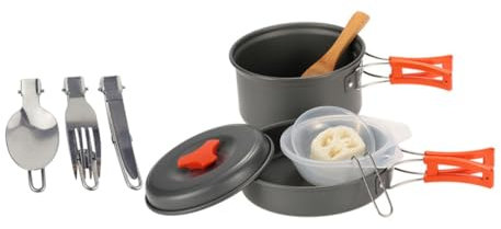 Milisten Ensemble De Casseroles De Camping Portable Kit De Cuisine De Camping 1 2 Personnes Ustensiles De Pique En Outils De Cuisine Extérieure Pour Aventure En Plein Air