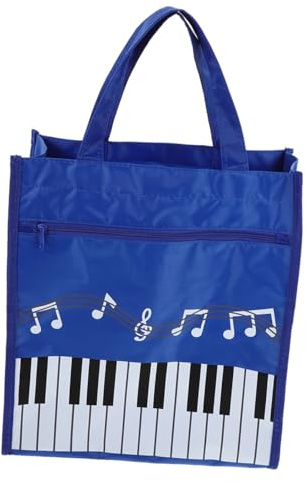 Musiknoten Tragetasche mit Doppel Lage und Henkel, Nylon Blau | Großes Fassungsvermögen, Notenbuch Aufbewahrung, Muster mit Musiknoten für Frauen und Mädchen