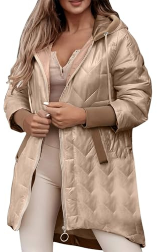 NAFING Manteau Court Femme Hiver, Doudoune Femme Hiver Zippée Veste Doudoune Duvet Matelassé Chaude Anorak Grande Taille Blouson Doudoune a Capuche Manteau De Couleur Unie