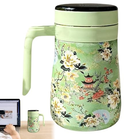 Floral Insulated Coffee Jarra, 550 ml Vacuum Tea Pot, Removable Infuser, Thermal Hot Water Pitcher Vacuum-Sealed Leakproof 6,1 x 3,74 pulgadas, para uso en casa y fiesta