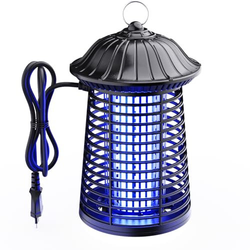 Destructeur d'insectes électrique avec lampe LED, 15 W 4200 V, piège à moustiques électrique pour moustiques, mites, mouches, araignées, étanche IPX4