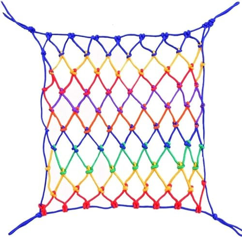 LoiYtrd Kletternde Gurtbänder Kletternetz Outdoor Indoor Netz Buntes dekoratives Seilleiternetz for Spielplätze Gewebtes Trenngitter Sisalseil Zaungeflecht(2 * 3m(6.6 * 9.9ft))