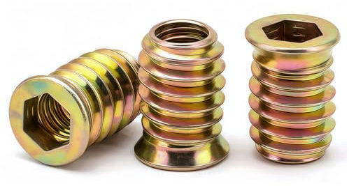 Drenky ‌M8 Insert Fileté Bois‌, écrous à Visser ‌M8 X 15mm ‌Manchons à Visser‌ Galvanisés écrou Hexagonal Fileté‌ pour Meubles en Bois, 20 Pièces