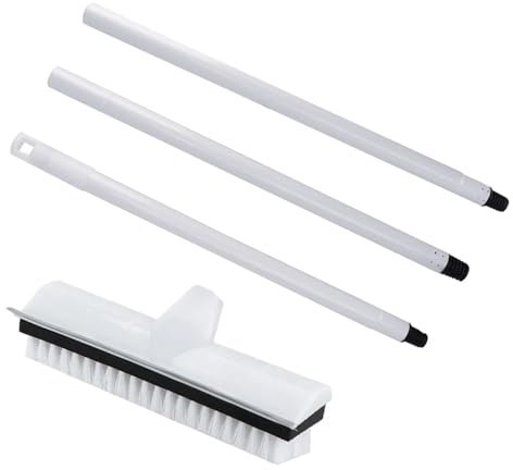 Ayztantine Balai Jardin Exterieur Grattoir en Caoutchouc réglable avec Manche Long, Brosse à récurer for Sol, Brosse à Tapis, Manche en métal Inoxydable, Brosse à récurer avec Poils rigides
