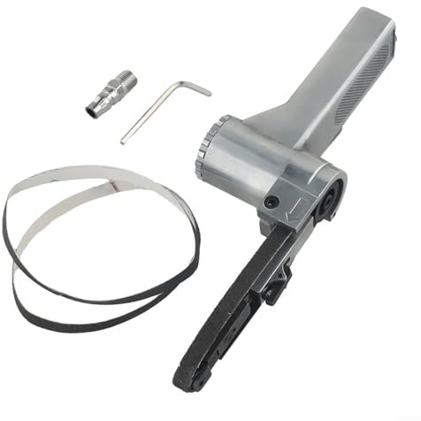ZWEquipint Kit levigatrice a nastro pneumatico con 3 cinghie abrasive per compressore d'aria finitura metallo lavorazione del legno rettifica lucidatura strumento 16000 giri/min 90 psi