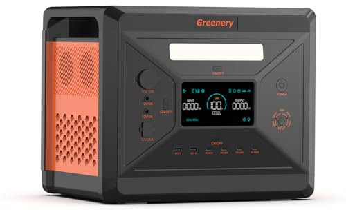 Greenery G2500 Generatore Di Corrente Portatile 2304 Wh LiFePO4, 2500 W Uscita Continua, Ricarica Solare Rapida, Generatore Portatile per Campeggio, Emergenza e Backup Casa