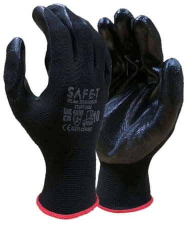 Scaffs UK Nitrile Coated Safety Gloves – Size 9 (L) & 10 (XL) | 1–240 Pairs | Heavy Duty Grip Work Gloves for Scaffolders, Builders & Gardeners | Cut-Resistant, Breathable, Reusable (24, XL(10))