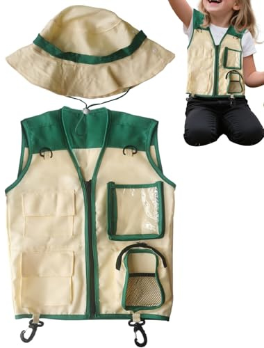 Explorer Vest and for Children, Outdoor and Camping Equipment, Explorer Equipment Vest with for Camping, Hiking, Jungle, Safari, Garden, Zoo, Adventure