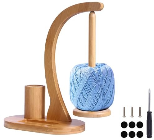 AFAMITOO Wollabwickler, Garnrollenhalter Magnetischer, Wollhaspel Rotierender Magnetischer Wollknäuelhalter, Garnrollenhalter Wollabwickler Holz Wollhalter Wollwickler für Häkel und Strickzubehör