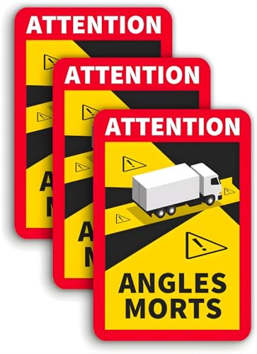 3er Set Attention Angles Morts Magnetschilder 25x17 cm – Warnschild für LKW & Wohnwagen – Frankreich Pflichtzeichen mit UV-Schutz – Magnetausführung für einfache Befestigung