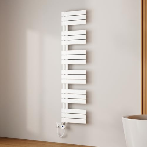 EMKE Scaldasalviette Elettrico 160x40 cm Bianco,800 W | Porta-Asciugamani Riscaldante con Termostato WiFi,Termoarredo Elettrico per Bagno