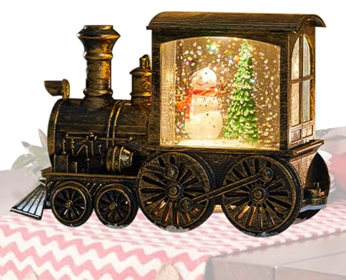 Zug-Schneekugel – 25 cm große Weihnachtsdekoration, batteriebetriebenes Licht, glitzerndes Dekostück | Festliche Schneekugel-Lampe für Schlafzimmer, Kinderzimmer, Wohnzimmer, Schaufenster, Nachttisch,