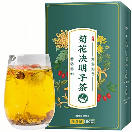 Chrysanthemum Cassia Seed Tea with Burdock Root, 150g (15 Tea Bags), Herbal Blend with Honeysuckle, Goji Berry, Osmanthus, Gardenia & Oat, Caffeine-Free Herbal Tea