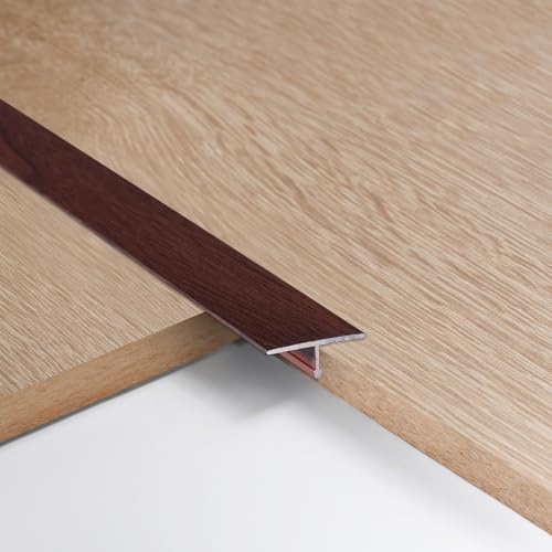 3pcs 2cm Aluminum T Molding Floor Transition Strip Metal Flat Divider Strip for Joining Floor Gaps Laminate Profile Flooring Edge Trim Cover Strips,0.9m Walnut