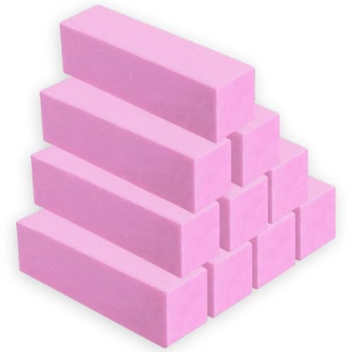 Lot de 10 blocs de polissage 100/100 rose – Bloc polissoir à 4 faces – Matification et lissage des ongles