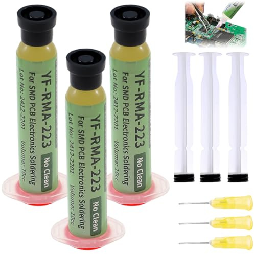 ZCAYJR RMA-223 Flussante per saldatura a stagno,20ML Flussante No-Clean Senza Piombo a base di Rosin (3 Pezzo),per Saldatura di Telefoni, BGA, SMD, PCB, Ecc.Riparazione Elettronica.