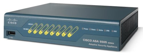 Cisco ASA 5505 1U 150Mbit/s hardware firewall - Hardware Firewalls (150 Mbit/s, 100 Mbit/s, 10 user(s), Wired, 3DES,AES, 100-240)