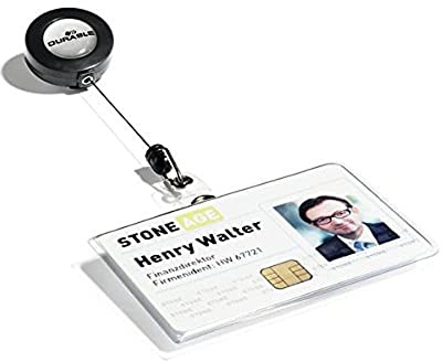 Durable Namensschild (für Betriebs-Ausweise, 54 x 90 mm) Packung à 10 Stück, transparent, 801619