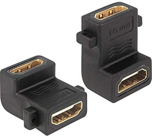 Delock Adaptador HDMI-A Hembra a Hembra A Hembra 90G acodado con conexión roscada.