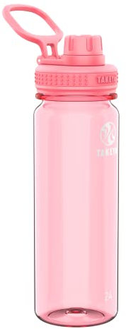 Takeya Tritan Sport Water Bottle with Spout Lid - BPA-Free & Dishwasher-Safe Water Bottle - Reusable Bottle with Lid Handle - Simple Leak-Proof Water Bottle - 24 oz, Flutter Pink