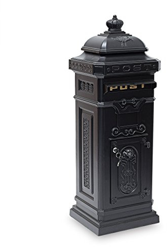 Relaxdays Boîte aux Lettres Anglaise sur Pied Inoxydable A4 Colonne Vintage Nostalgie HxlxP 106 x 38 x 34 cmdesign britsch Anglais, Noir