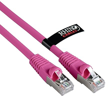 rhinocables CAT 6a Ethernet Cable | 10Gbps S/FT High-Speed & Large Bandwidth Data Transfer | Reliable LAN Network RJ45 Cable | Wi-Fi Broadband Cable for Seamless Gaming & Streaming (3m, Pink)