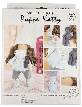 GMMH Nähset Bastelset Puppe zum Selbermachen, 30 cm Groß, Puppen Selber Nähen, DIY, Geschenkidee für Bastler, Schneidern, Schneider Set, Selbernähen (Katty)