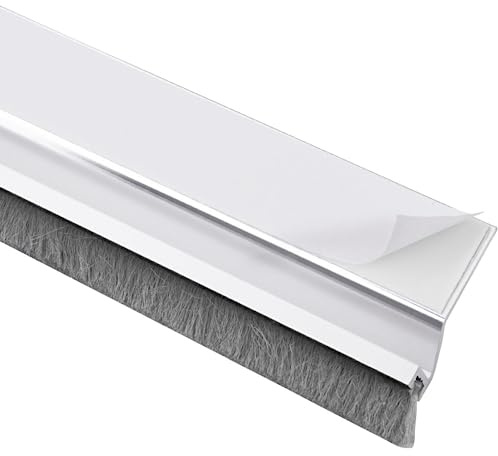 Gedotec Zugluftstopper für Türen silber aus Aluminium [Länge: 1m] Bürstendichtung Insektenschutz & Kälteschutz für Türen I Türbodendichtung Bürste I Türdichtung unten I Bürstendichtung Rolladen