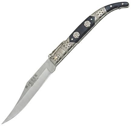 Joker Navaja clásica con puño zamak N103A decorado y hoja 10 cm, peso 80 gr, acero inox 420, herramienta de pesca, caza, camping y senderismo