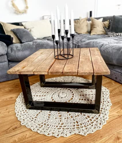 Maison Zoe Schwerer runder Häkelteppich beige ø100 bis 110cm - 100% Handgemacht - einfarbiges Design - Boho Teppich