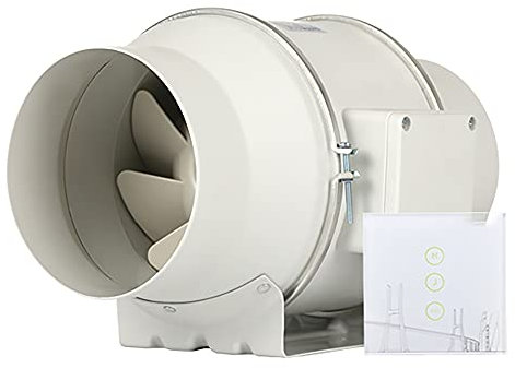 6 inch Exhaust Fan Inline Duct Fan Ventilator 312 CFM Infinity Ventilation Blower Can Fan Low Noise Energy-Saving for Basement Bathroom Kitchen Workshop Home (White+wireless Switch)