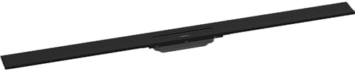 hansgrohe RainDrain Flex - set di canalina doccia accorciabile, canale di drenaggio 1200 mm, scarico a pavimento per montaggio filo muro, nero opaco