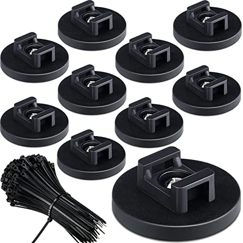 Yookeer Magnetische Kabelbinderhalterung, Mehrzweck-Kabelhalter, Magnete, Drahtmanagement-Basis mit robustem Reißverschluss, Nylon-Kabelbinder insgesamt (60 Stück, 43 mm)