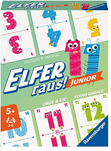 Ravensburger - 20947 Elfer Raus! Junior - Kartenspiel 2-6 Spieler, Spiel ab 5 Jahren für Kinder und Erwachsene, Zahlenraum 1-20 - Geburtstagsgeschenke