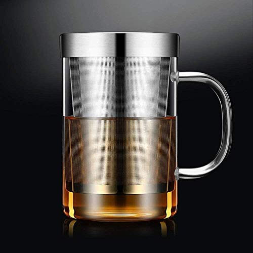 BOSUGE Tetera 500 ml Taza de Vidrio Taza de infusor de té Taza de té de Vidrio de borosilicato Grande con infusor de Acero Inoxidable Taza de café de la Oficina en el hogar Drinkware 1yess