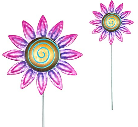 JAWSEU Metall Deko Sonnenblumen Gartenstecker, Metall Blumen Garten Dekor Blumenpfähle für Garten Rasen Hof Outdoor Dekoration