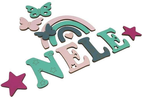 Traumwelten-Zimmermann Holzbuchstaben Kinderzimmertür – Personalisierter Name aus Holz für Tür & Wand – Babyzimmer Wanddeko – Geschenk zur Geburt, Taufe & Geburtstag