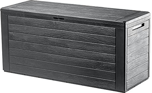 KADAX Gartenkiste, Aufbewahrungsbox aus Kunststoff, Gartentruhe für Aufbewahrung von Kissen, Kinderspielzeug und Sitzauflagen, Gartenbox für Garten und Terrasse (280L, Anthrazit)